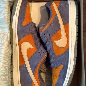 Nike Blue and Orange Dunk Low Sneakers